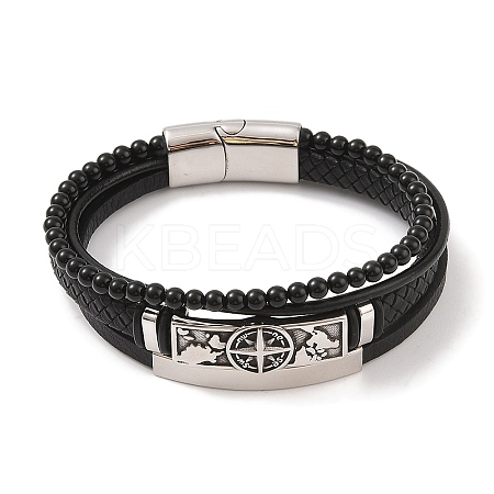 Braided Microfiber Leather Multi-strand Bracelets BJEW-B096-06H-1