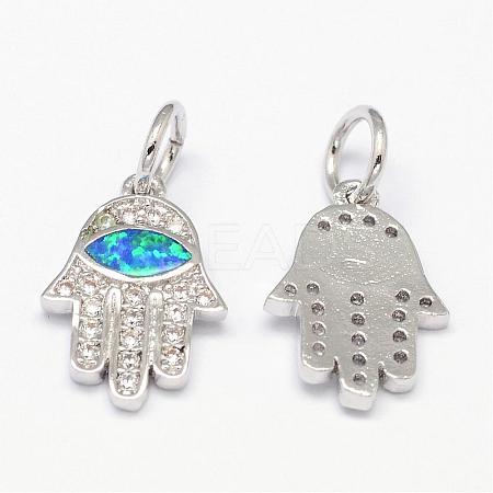 Brass Micro Pave Cubic Zirconia Charms ZIRC-G062-02P-1