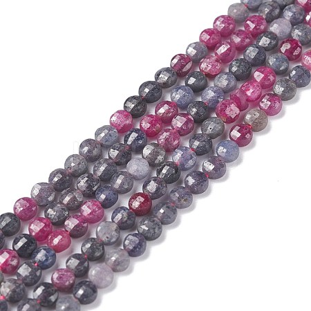 Natural Red Corundum/Ruby and Sapphire Beads Strands G-S362-013-1