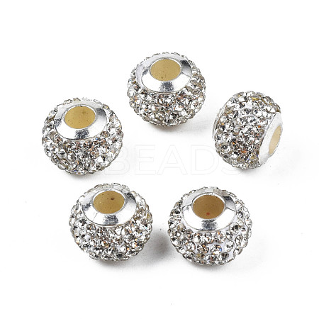 Handmade Polymer Clay Rhinestone European Beads RB-N053-001-12-1