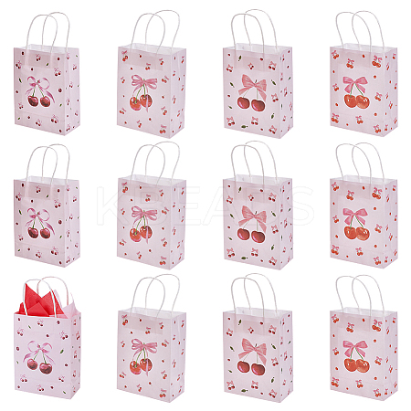 12Pcs Cherry Pattern Paper Gift Tote Bags CARB-UN0001-02-1