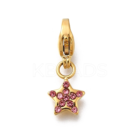 Star 304 Stainless Steel Rhinestone Pendants Decoration STAS-R159-57G-05-1