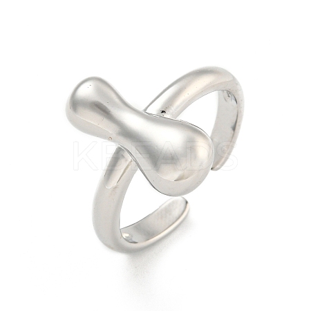 Brass Letter Open Cuff Rings for Women RJEW-G313-01I-P-1
