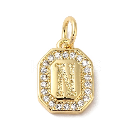 Real 18K Gold Plated Brass Micro Pave Clear Cubic Zirconia Pendants KK-L216-002G-N-1