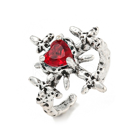 Zinc Alloy Rhinestone Solitaire Ring RJEW-Z048-03AS-02-1