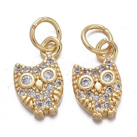 Brass Micro Pave Cubic Zirconia Charms KK-K244-05G-1