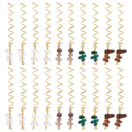 6 Sets 5 Styles Natural Tiger Eye & Rose Quartz & Amethyst FIND-NB0002-61-1