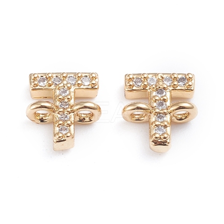 Brass Micro Pave Cubic Zirconia Letter Links ZIRC-I042-16G-T-1