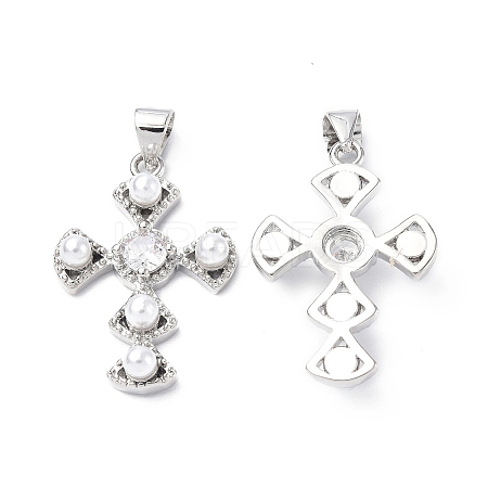 Eco-Friendly Brass Micro Pave Cubic Zirconia Pendants KK-F845-42P-1