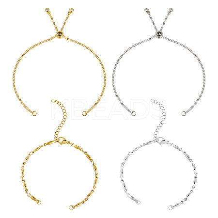 2 Sets 2 Styles 304 Stainless Steel Bar Link Chain Bracelet Making AJEW-TA0001-77-1