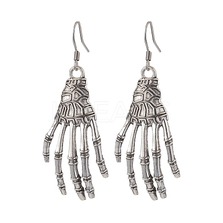 Halloween Themed Skull Hand Dangle Earrings EJEW-JE06070-1