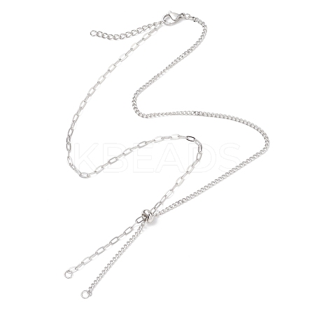 304 Stainless Steel Paperclip Chain Curb Chain Slider Necklace Making AJEW-JB01531-1