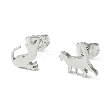 Non-Tarnish Cute Little Animal Theme 304 Stainless Steel Stud Earrings LS-EJEW-B041-02D-P-1