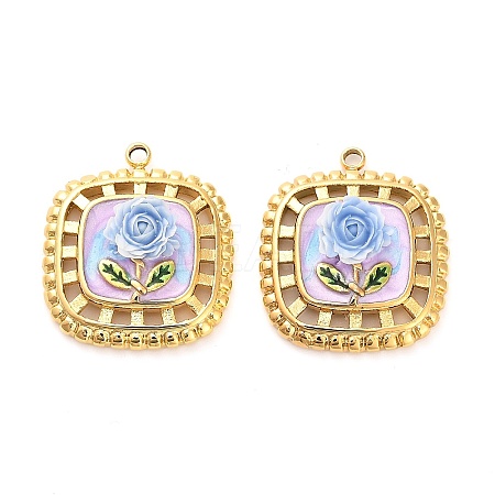 304 Stainless Steel Enamel Pendants STAS-B084-10G-01-1