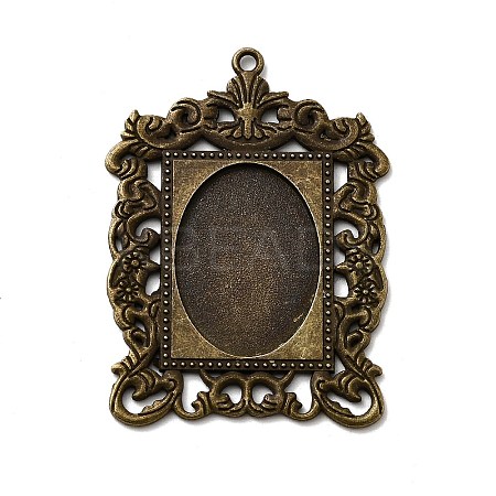 Rectangle Tibetan Style Alloy Big Pendant Cabochon Settings X-PALLOY-K109-77AB-NR-1