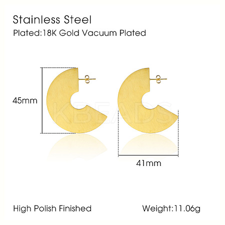 Minimalist Chic Geometric 304 Stainless Steel Stud Earrings for Women GH0189-3-1