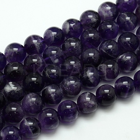 Natural Amethyst Round Bead Strands G-L170-12mm-02-1