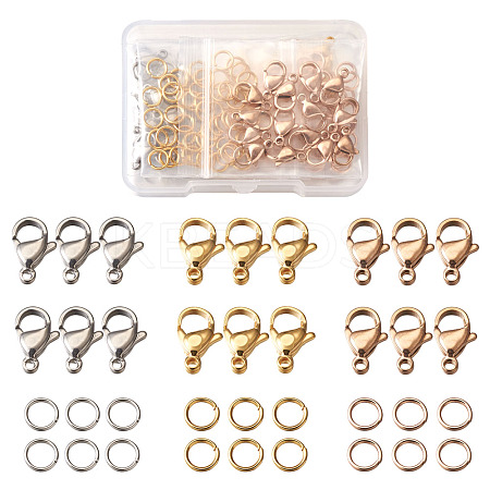 PVD Vacuum Plating 304 Stainless Steel Lobster Claw Clasps and 304 Stainless Steel Jump Rings STAS-YS0001-06-1