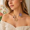 Adjustable Alloy & Resin Flower Spiral Cuff Choker Necklaces with Imitation Pearl WG54258-01-4