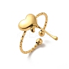 Ion Plating(IP) 304 Stainless Steel Heart Open Cuff Rings for Women LS-RJEW-H136-03G-1