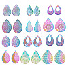 48 Pcs 12 Styles 201 Stainless Steel Filigree Pendants STAS-FW0001-12-2