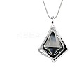 Alloy Crystal Rhinestone and Light Steel Blue Glass Pendant Long Necklaces FS-WG47C14-08-2