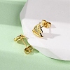 Brass Micro Pave Clear Cubic Zirconia Earrings LS-EJEW-D328-03G-01-3