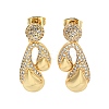 Teardrop Brass Pave Clear Cubic Zirconia Stud Earrings EJEW-M258-80G-1