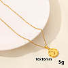 304 Stainless Steel Flat Round Pendant Necklaces LL9510-2-1