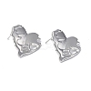 Non-Tarnish 304 Stainless Steel Heart Stud Earrings for Women EJEW-F300-03P-1