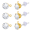30Pcs Clear Cubic Zirconia Stud Earring Findings EJEW-BBC0002-07C-1