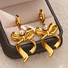 304 Stainless Steel Bowknot Hoop Earrrings LS-EJEW-U065-04G-1