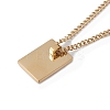 Stainless Steel Initial Letter Rectangle Pendant Necklace for Men Women LS-NJEW-E090-01G-17-3