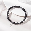 201 Stainless Steel Cross Charm Bracelets BJEW-JB13358-1
