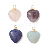 Natural Amethyst & Flower Amazonite & Lapis Lazuli & Rose Quartz Heart Charms PALLOY-JF04889-02-1