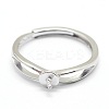 Anti-Tarnish Adjustable Rhodium Plated 925 Sterling Silver Design Ring Mounts Fittings with Pearl Seat X-STER-I016-016P-2