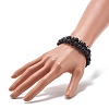 Natural Lava Rock & Non-magnetic Synthetic Hematite Round Beads Energy Power Stretch Bracelets Sett BJEW-JB07051-04-3