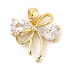 Rack Plating Bowknot Brass Clear Cubic Zirconia Pendants KK-S407-01G-A-1