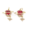 Rack Plating Brass & Cubic Zirconia & Glass Pendants KK-B076-17G-2