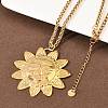 304 Stainless Steel Embossed Human Face Pendant Wheat Chain Necklaces NJEW-P430-03A-G-2