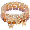 4Pcs Glass & Acrylic Beaded Stretch Bracelets Set BJEW-SP0001-07-1