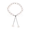 Adjustable Natural Pearl with Brass Chain Slider Bracelets for Women Girl BJEW-T022-16A-2