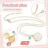 Stainless Steel Pave Natural White Shell Flat Round Magnetic Locket Pendant Necklaces for Women NJEW-NB00012-2