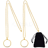 2Pcs Flat Round 5X Magnifying Glass Pendant Necklaces NJEW-SP0001-03G-5