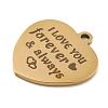 Valentine's Day PVD Vacuum Plating 201 Stainless Steel Pendants STAS-L079-24G-01-2