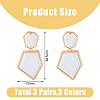 3 Pairs 3 Colors Rhinestone Polygon Dangle Stud Earrings EJEW-FI0002-81-2