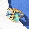 Rectangle 304 Stainless Steel Paua Shell Cuff Rings for Women RJEW-G346-04G-01-1