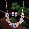 Flat Round & Oval & Square Zinc Alloy Enamel Pendant Necklaces & Stud Earrings Sets WG42338-10-1