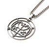 Non-Tarnish Flat Round with Demon Seal Pendant Necklaces LS-NJEW-C044-03P-1