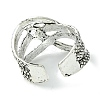 Snake Alloy Open Cuff Rings RJEW-K275-61AS-3